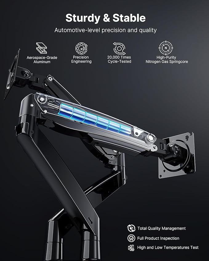 HUANUO Dual Monitor Stand for 13 to 40 inch, Premium Dual Monitor Mount - Image 8