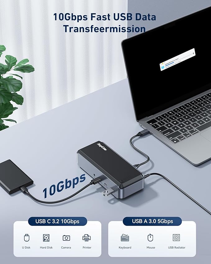 USB C Docking Station Triple Monitor, Raycue 15 IN1 MacBook Pro Docking Station - Image 6