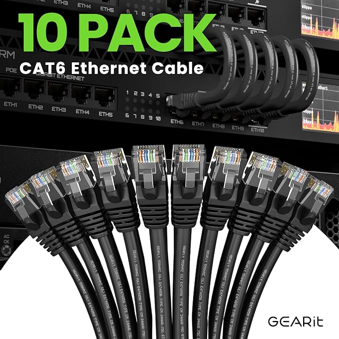 GEARit Cat 6 Ethernet Cable Cat6 Network Patch, Snagless Cord, Internet - Image 2
