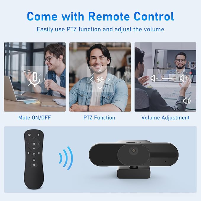 4K Webcam with Speaker and 4 AI Noise-Cancelling Mics, Wide Angle PC Cameras - Image 7