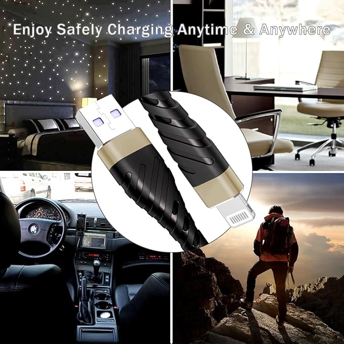 OIITH MFi Certified for iPhone Charger Cable 3 Pack 6 Ft, Long for Lightning - Image 7