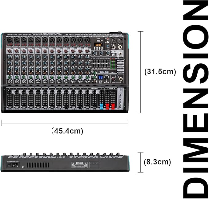DJ Mixer, TKLBLS Professional 12 Channel Audio Mixer Board - Image 8