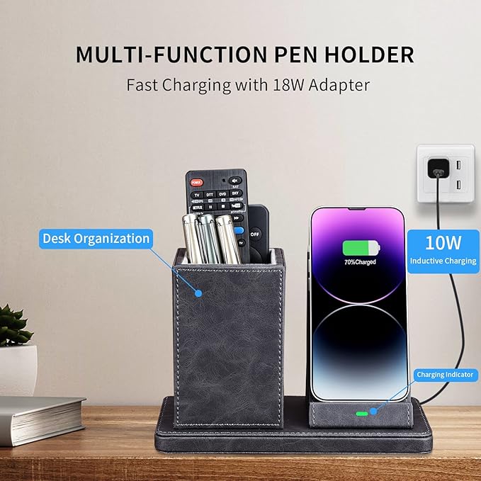 Wireless Charger with Desk Organizer, Wireless Charging Station - Image 2