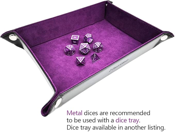 Haxtec Metal DND Dice Purple Silver - Image 5
