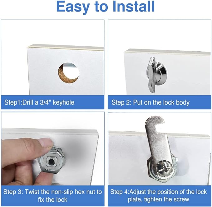 Thumb Operated Offset Cam Lock, 1-1/8” Cylinder Fits on 7/8” Max Door Thickness - Image 5