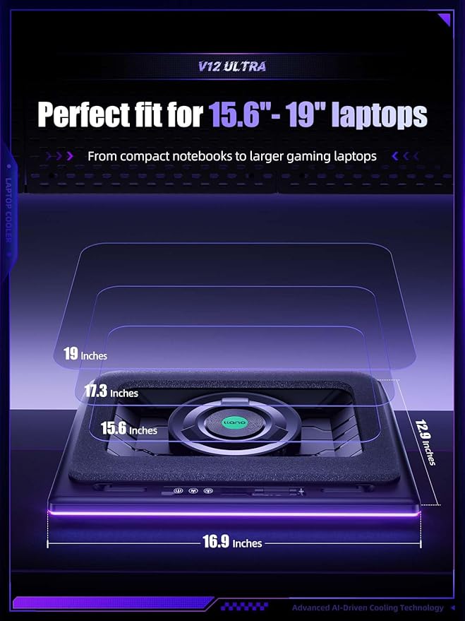 llano V12 Ultra Laptop Cooling Pad - Image 5