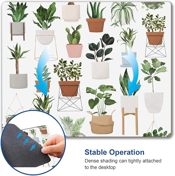 Mouse Pad, Cute House Plants Mouse Pads, Square Washable Cloth Personalized - Image 6