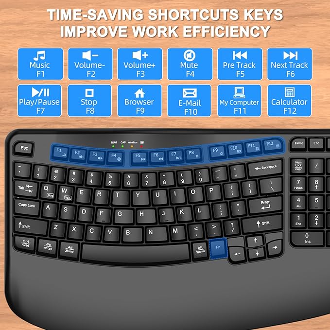 EDJO Ergonomic Wireless Keyboard - Image 6