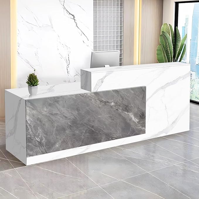 Reception Desk with Counter Modern Checkout Counter with Lockable Drawer by Unknown