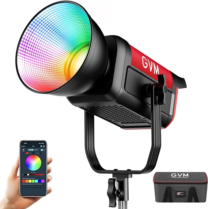GVM 300C RGB Video Light, 300W Studio Light 2000K-10000K, 200 Lux@ 1m by GVMGreatVideoMaker