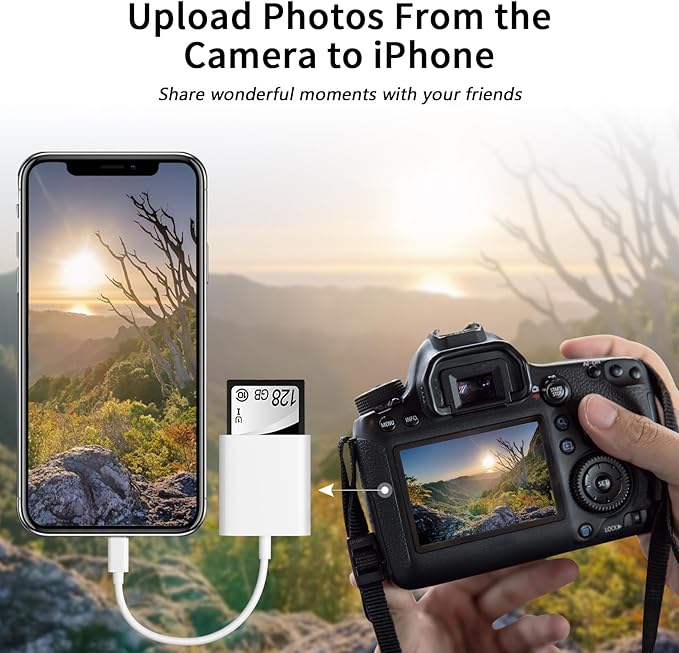 SD Card Reader for iPhone iPad Camera, Dual Card Slot Memory Card Reader - Image 7