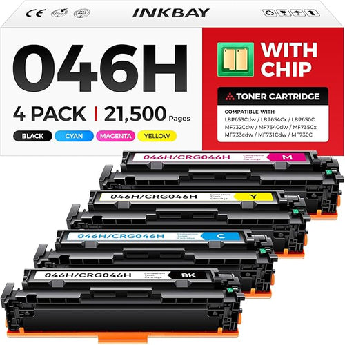 046H Toner Cartridge Set with Chip High Capacity Replacement by INKBAY