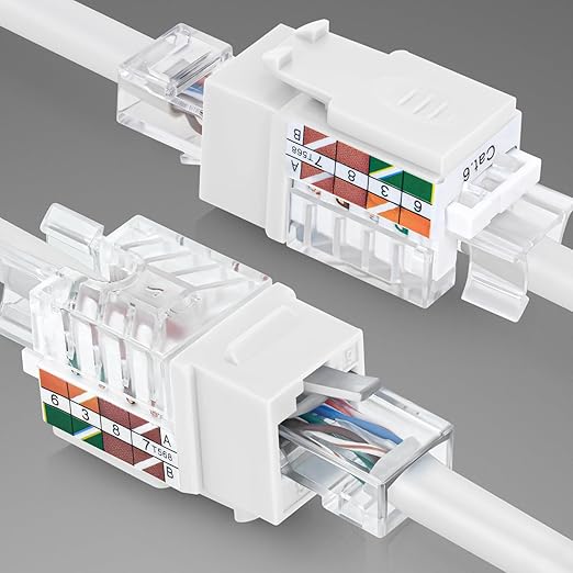 Everest 45° Angled RJ45 Cat6 Keystone Jacks 10-Pack in White - Image 8