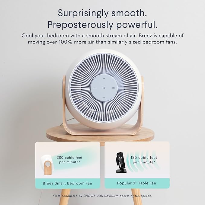 SNOOZ Breez 2-in-1 Smart Bedroom Table Fan & White Noise Machine - Image 4