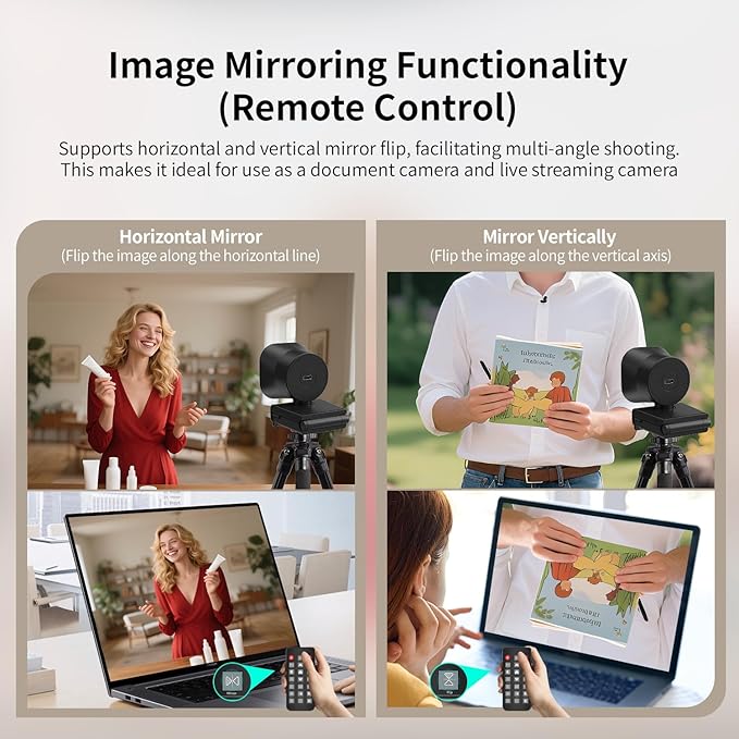 TOALLIN 4K Webcam with Ring Light, Remote Control, PDAF Auto-Focus, 1/2.5" - Image 5