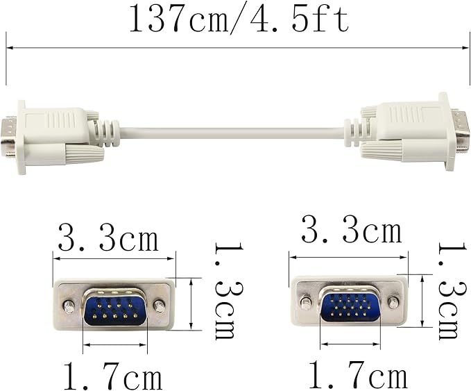 PNGKNYOCN 4.5 Feet DB 9 Pin Male to VGA 15 Pin Male Adapter Cable, RS232 to VGA - Image 5