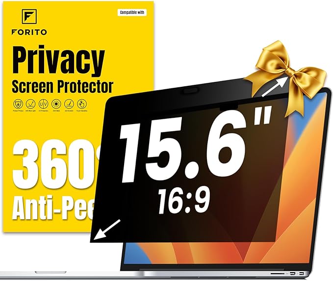 F FORITO 15.6 Inch Laptop Privacy Screen Protector, 360° Anti Peeping and Anti by FFORITO