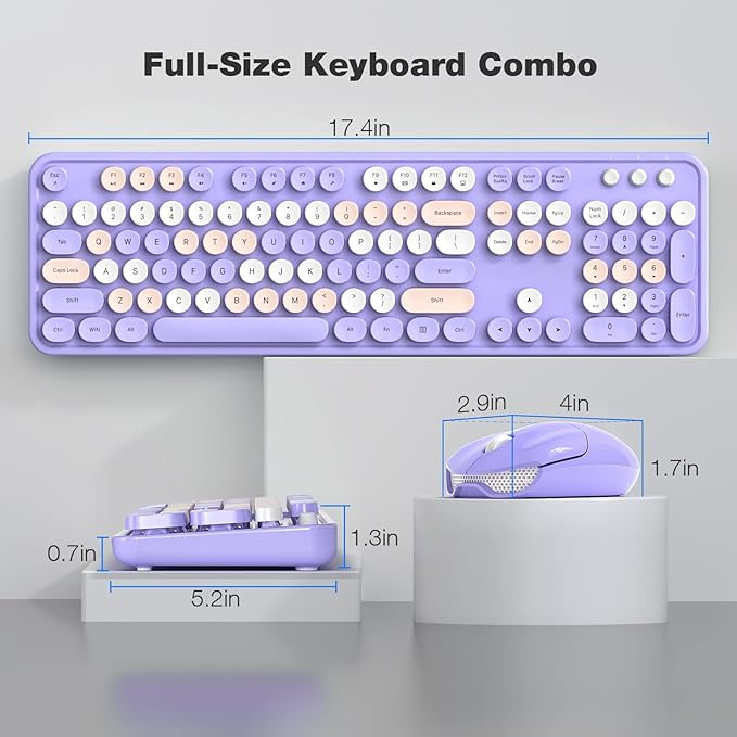 KNOWSQT Wireless Keyboard and Mouse Combo Purple Colorful - Image 7