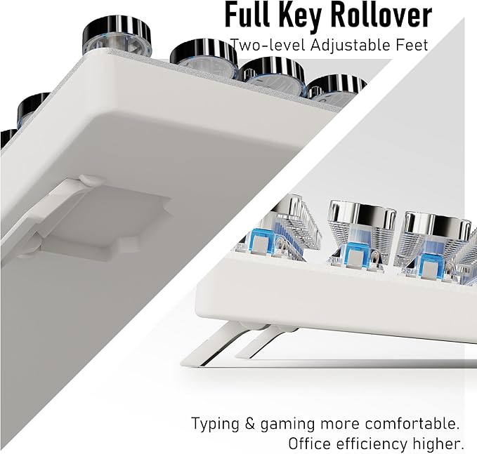 EWEADN TK100 Typewriter Style Wired Mechanical Keyboard, 104 Keys Aesthetic - Image 6