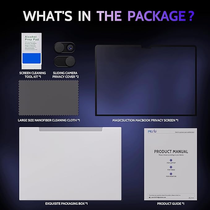 Privacy Screen for MacBook Pro 16 Inch, MagicSuction™ Removable Anti Spy Black - Image 8