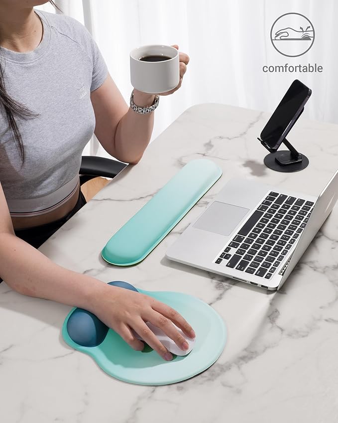 Ergonomic Mouse Pad Wrist Support Set, Memory Foam Keyboard Wrist Rest Set - Image 7