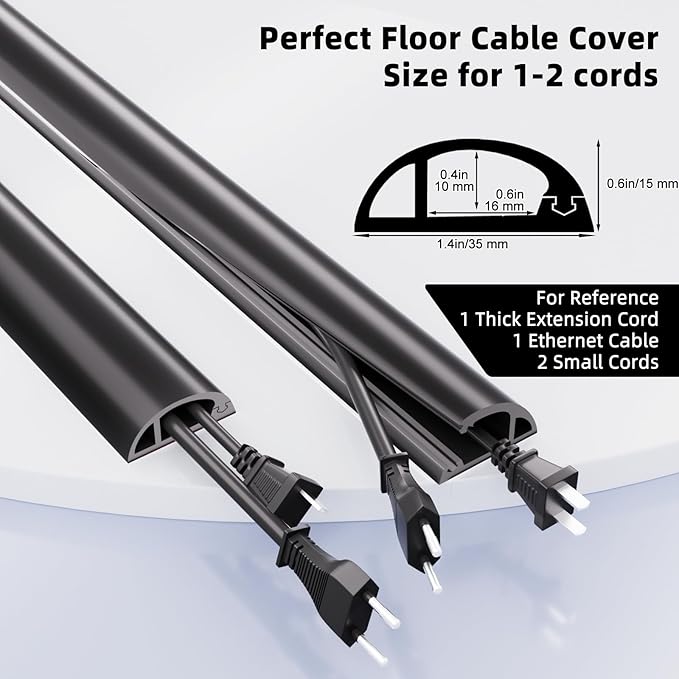 9.8ft Floor Cord Cover, Silicone Wire Hider, Hide Extension Cords, Protect Cords - Image 2