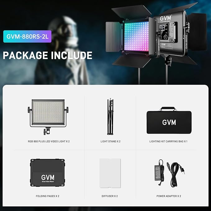 GVM RGB LED Video Light with Bluetooth Control, 60W Photography Studio Lighting - Image 7