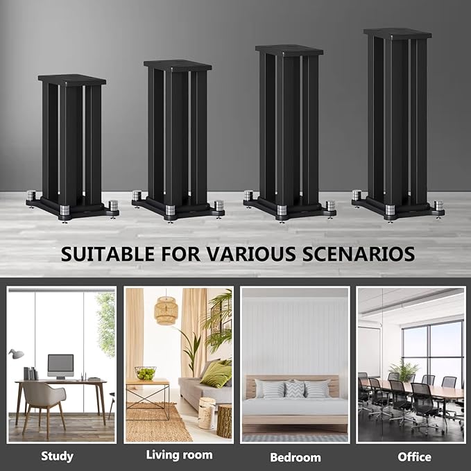 A Pair of Speaker Stands, Bookshelf Speaker Stand Steel Frame Support - Image 7