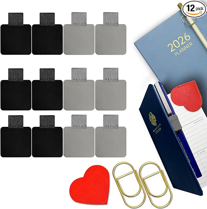 Pen Loop Holder for Notebook 12 Pack Self-Adhesive Stick On Pen Holder by RICESTKCN