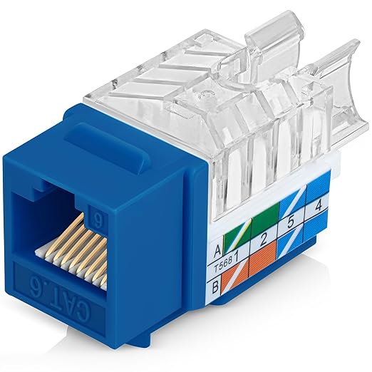 Everest 45° Angled RJ45 Cat6A Keystone Jacks 100-Pack in Blue - Image 8