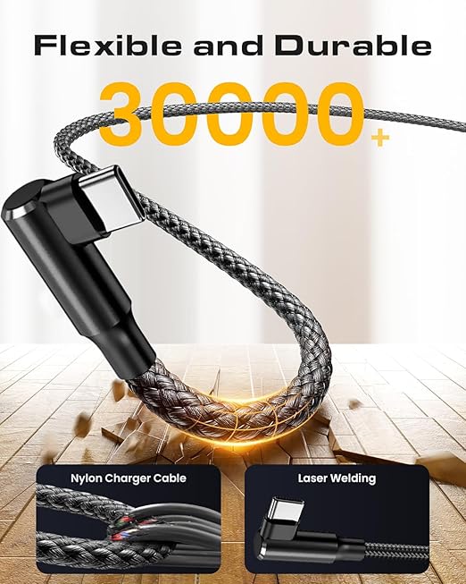 100W 2 Pack 3+6FT Type C to Type C Fast Charging Cable USBC to USBC Cord 90 - Image 3