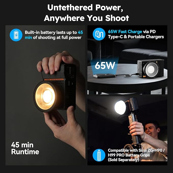 SIRUI C60X 60W Portable Photography Light, Ultra-Quiet 24.9dB & 0.53KG Compact - Image 3