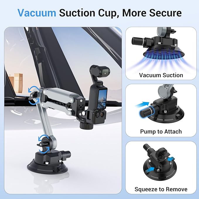 Geyo Camera Suction Cup Mount, Aluminum Alloy Multi-Function Shock Absorber Arm - Image 2