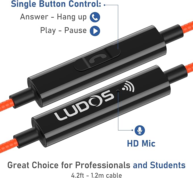 LUDOS Clamor Wired Earbuds in-Ear Headphones, 5 Years Warranty, Earphones - Image 3