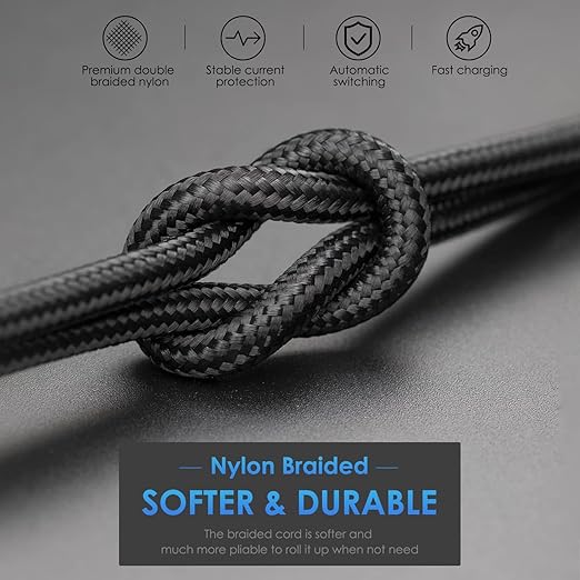 iPhone Charger 10FT Long Cable 3Pack USB-A to Lightning Cable Nylon Braided - Image 7