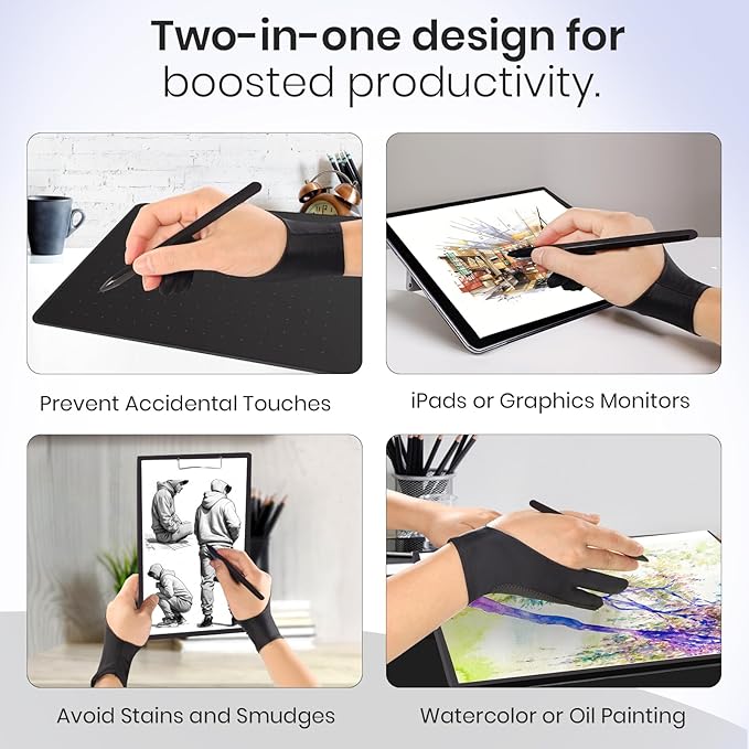 Digital Drawing Glove: 3-Layer Palm Rejection, Two-Finger Artist Glove - Image 4