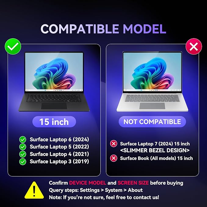 Privacy Screen for Surface Laptop 6/5/4/3-15 Inch, Removable Computer Screen - Image 2