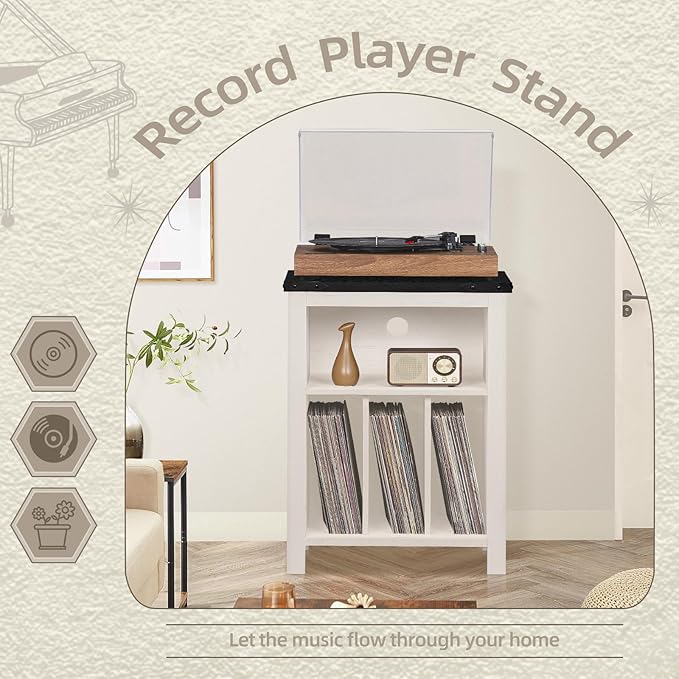 Record Player Stand with Vinyl Record Storage Holds up to 160 Albums, Large - Image 4