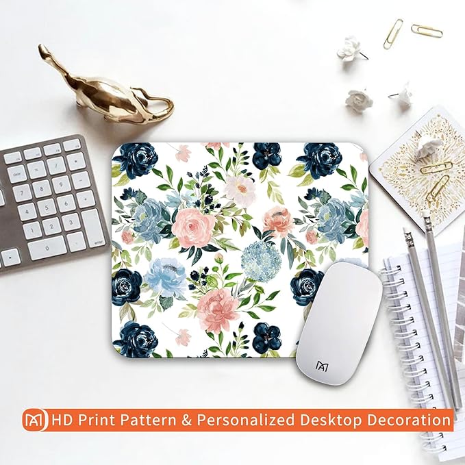 Square Mouse Pad Pretty Flowers, Personalized Premium-Textured Custom Mouse Mat - Image 6