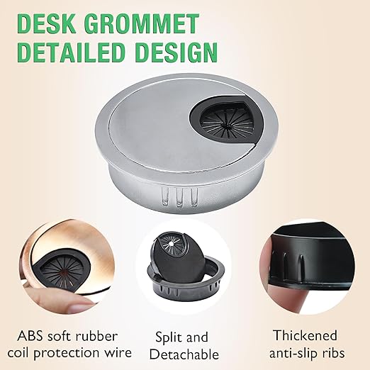 2 Pcs Desk Grommet 3-1/8" / 80 mm, Desk Cord Hole Cover, Cable Grommet Metal - Image 3