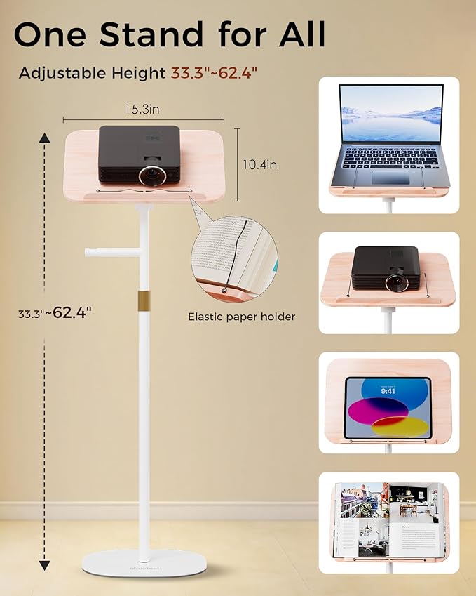 Laptop Stand Floor, Tablet Floor Stands Adjustable Height, Tall Laptop Podium - Image 5