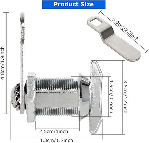 1" Thumb Operated Offset Cam Lock, RV Compartment Camper Storage Door, Cabinet - Image 2