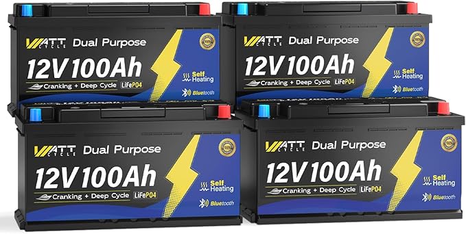 12V 100Ah Bluetooth LiFePO4 Battery, Lithium Battery by Wattcycle