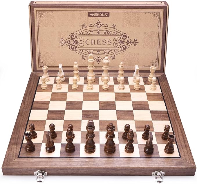 AMEROUS 15 Inches Magnetic Wooden Chess Set - Image 8