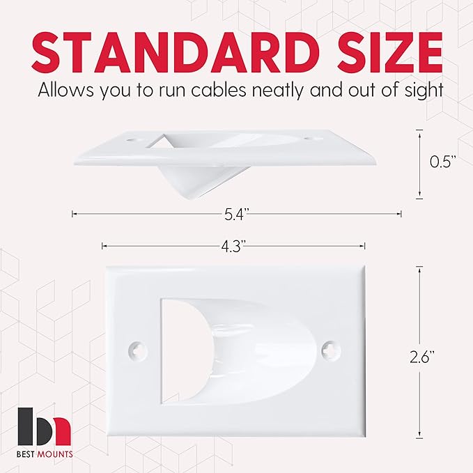 BestMounts - 4 Pack Inner Nose Behind Wall Cable Management TV Cord Hider - Image 2