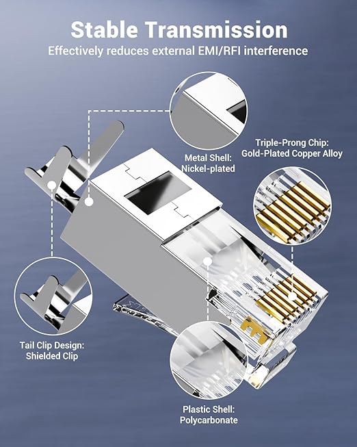 VCE RJ45 Connectors CAT7/CAT6A UL-Listed 30-Pack Non-Pass-Thru, Shielded - Image 4