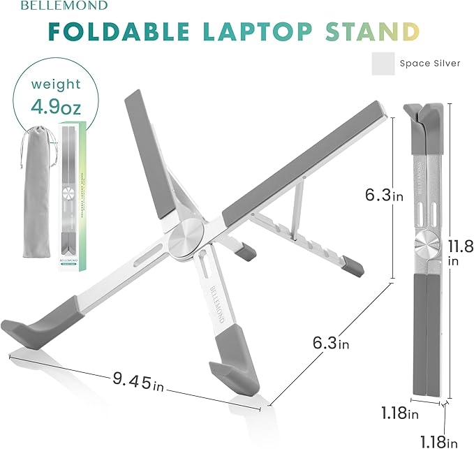 BELLEMOND | X-Shape Laptop Stand – Adjustable Aluminum Riser, 5 Height Levels - Image 9