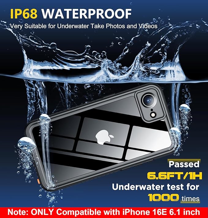 SPIDERCASE for iPhone 16e Case Waterproof, Built-in Screen & Camera Lens - Image 3