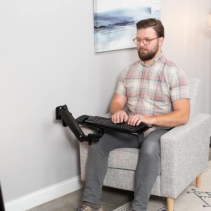 VIVO Sit-Stand 24 Inch Pneumatic Spring Keyboard and Mouse Tray Wall Mount - Image 9