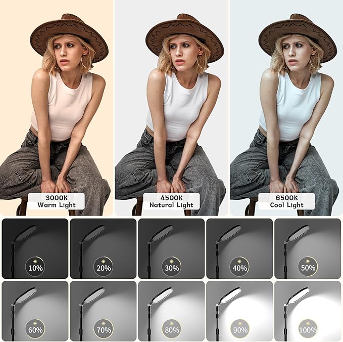 Desk Ring Light with Stand and Phone Holder, 3000K-6500K Dimmable Computer - Image 4